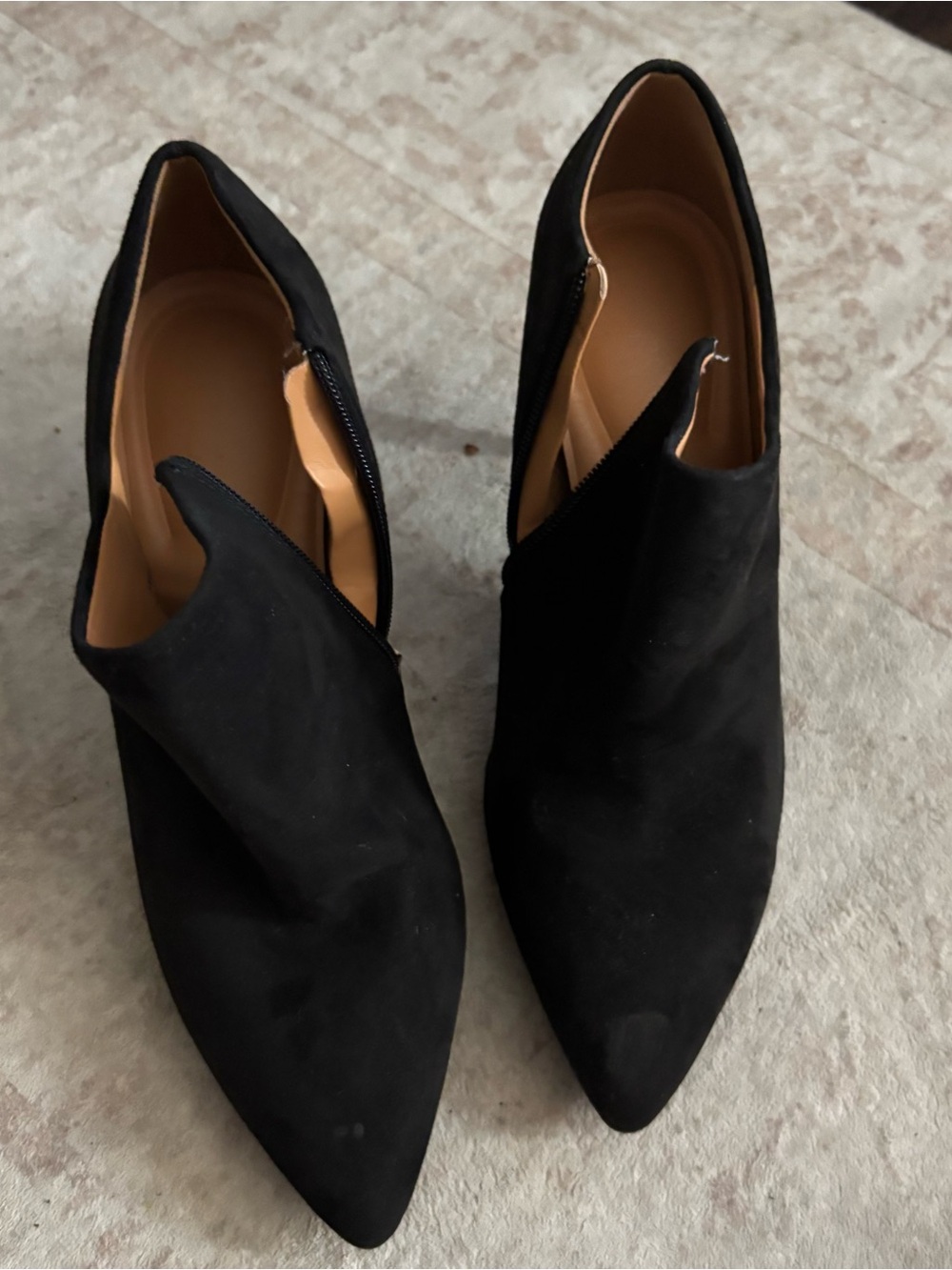 Tory Burch Black Pointed Toe Suede Ankle Boots